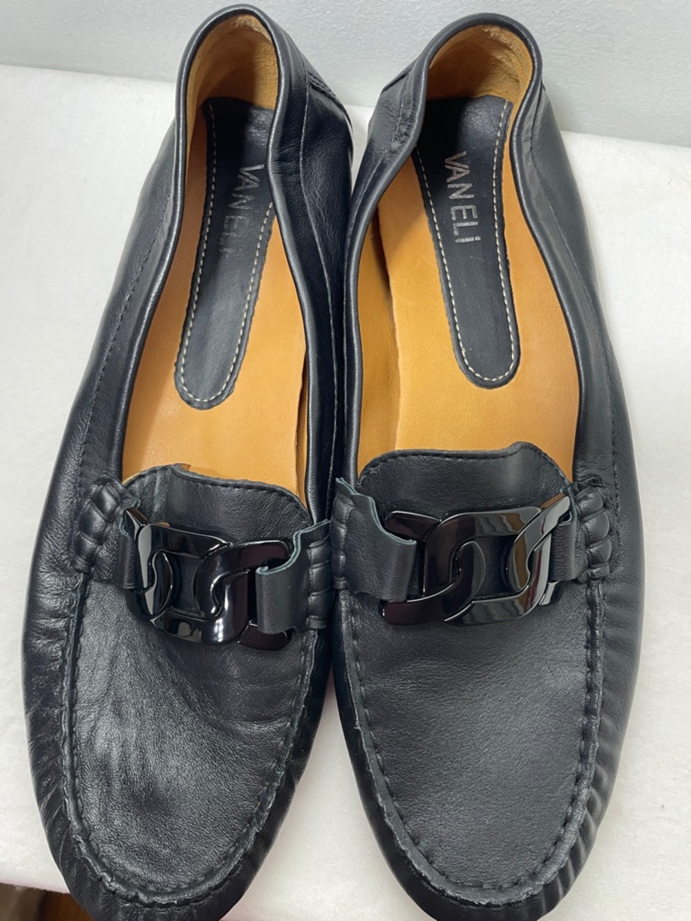 Van Eli Aiker Black Leather Driving Loafer Moccasins 11 W - Picture 3 of 12